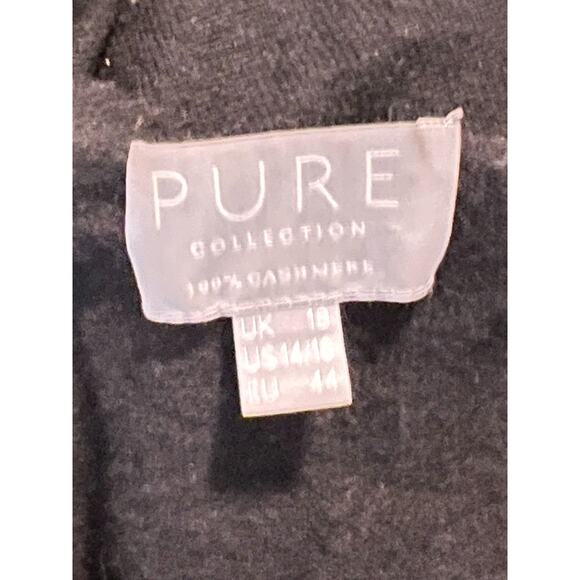 Pure Collection Women's EUC Black 100% Cashmere Ruffle Cardigan Sweater 14/16 US - Picture 4 of 6